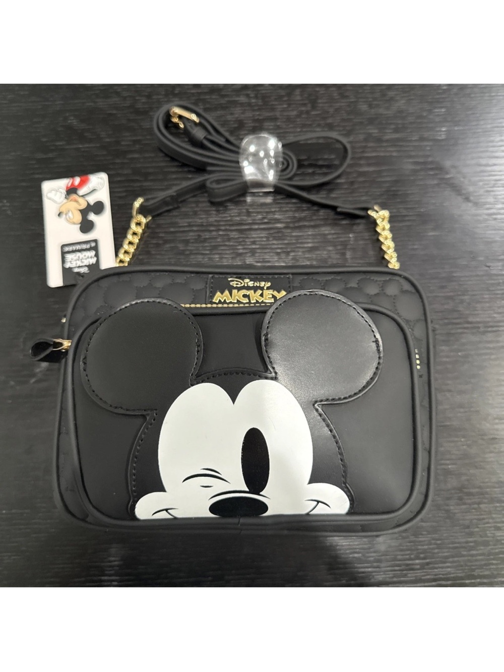 Primark Black Mickey Mouse Crossbody Bag with Gold Accents